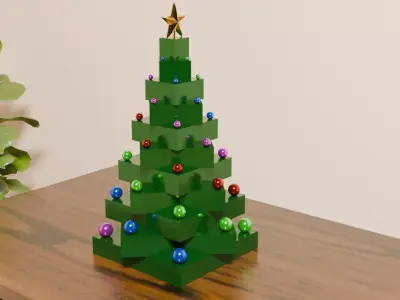 Rotated Wood Christmas Tree Low-poly 3D model