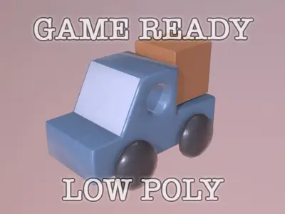 Wooden Toy Pickup low poly game ready Low-poly 3D model