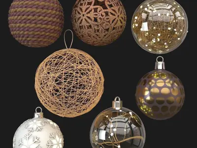 Christmas tree toys set 3D model