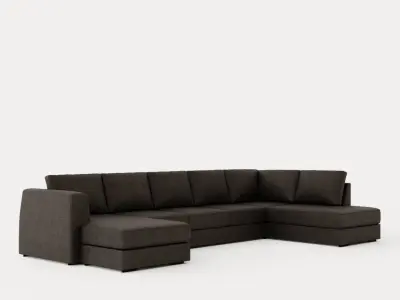 Optus U Sofa Large With Divan Left Dark Gray Low-poly 3D model