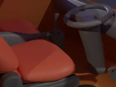 A Cartoon Truck and The Interior 3D model