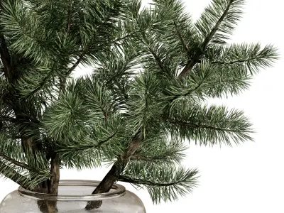 Pine branches in a Frosted glass vase - Bouquet 83  3D model