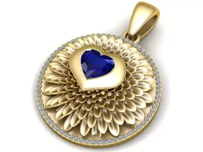 Royal Bloom Heart Pendant 3D Pritable Model  Free 3D print model