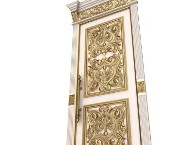 Carved Door Classic 01002 White Low-poly 3D model