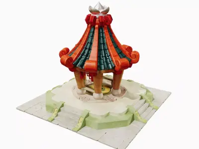 Stylized Asian Pavilion Gazebo - Game-Ready Plaza Landmark 3D model