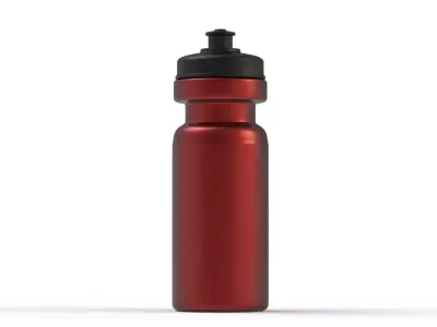 Red Sports Water Bottle With Black Plastic Cap Free 3D model