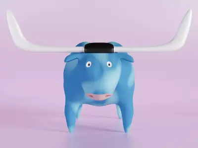 Blue Ox cartoon stylized character 3D model