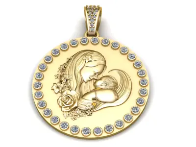MOTHER BABY CION PENDANT 3D PRINTABLE MODEL  3D print model