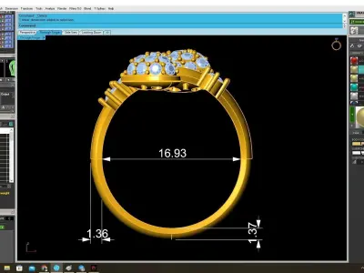 Luxury Double Cluster Diamond Ring Design 3885 3D print model