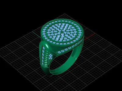 Print Ready STL 3DM  Gents Rings Diamond Men Ring  3D print model 215
