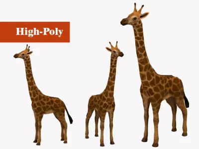 giraffe  rig  high-poly  textured 3D model