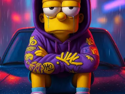 Bart Simpson sculpture urban vibe container police car 3D print model