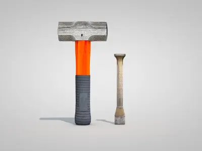Construction Tools - Sledgehammer and Chisel 3D model