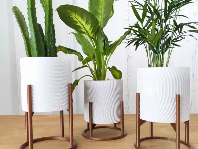 Decorative plant pots set 3D print model