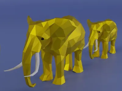 Gold Elephant Statue Low-poly 3D model