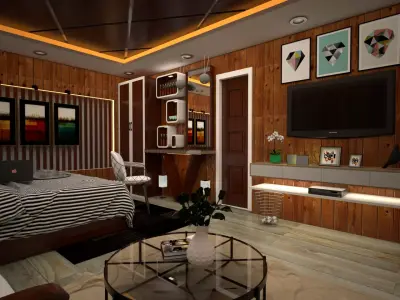 Modern bedroom - chambre  a coucher 3D model