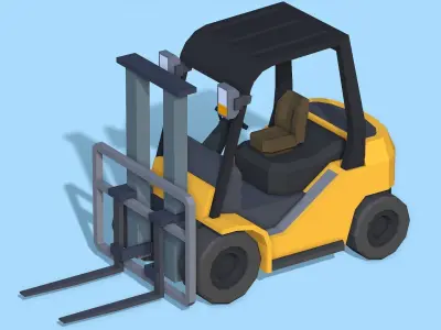 Stylized Forklift Loader - Lowpoly Mobile Ready Low-poly 3D model