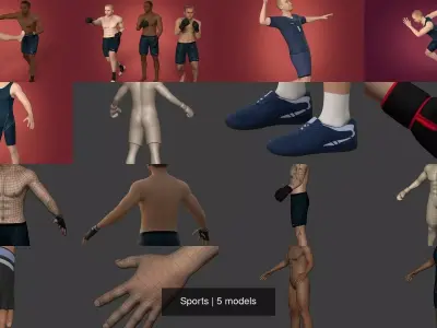 Sports - Athlete - Volleyball Player - Wrestler - Kick-Boxing  3D Model Pack