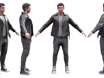 Man in Casual Outfit - Modular - Rigged Low-poly 3D model