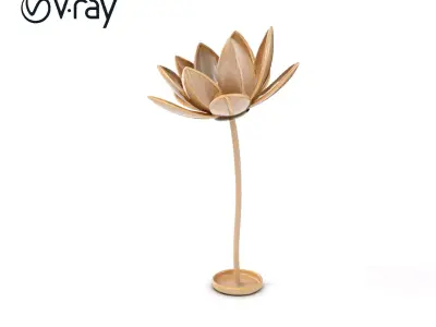 Elegant Metal Lotus Sculpture Model Pack Low-poly 3D model