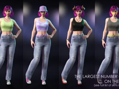 Streetwear Girl 1 - Casual Wear Girls Pack 1 Game-Ready Low-poly 3D model