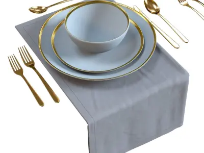 Table Setting 01 - Crate and Barrel Addison Tableware Set 3D model