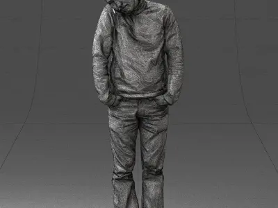 Busy man with a phone in green jacket 0255 3D Print Ready 3D print model