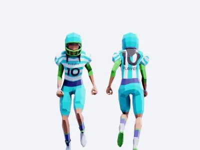 American Football Players - Animated and Rigged Low-poly 3D model