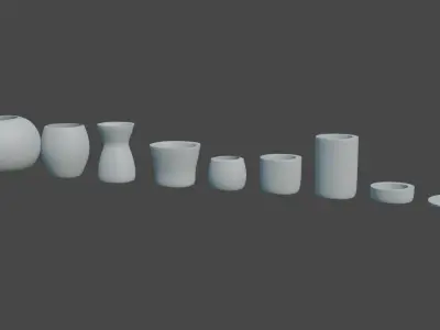 Modern rounded crockery vases Base Collection Low-poly 3D model