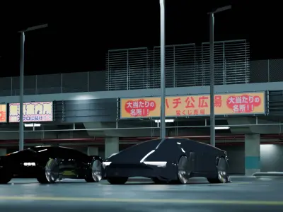 Cyberpunk Parking Lot 3D model