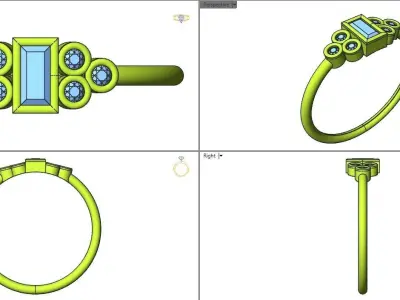 Basel ring with Baguette diamond 3D print model