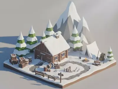 Winter Sale PRO Low Poly Winter Environment Assets Bundle  Low-poly 3D model