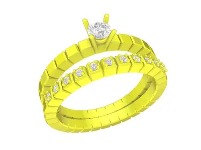 A7853 Diamond Wedding Rings 3D print model