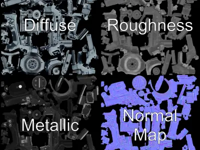 Futuristic Engine Model Pack Low-poly 3D model