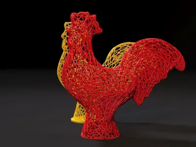 Rooster two sculptures 3D print model