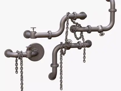 Industrial Pipe System with Chains M1 3D model