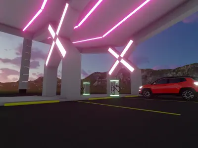 Electric Vehicle Charging Station 3 3D model 3D model