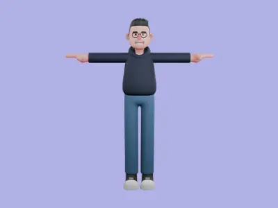 Stylized 3D Male Programmer Character - Cartoon Tech Nerd 3D model