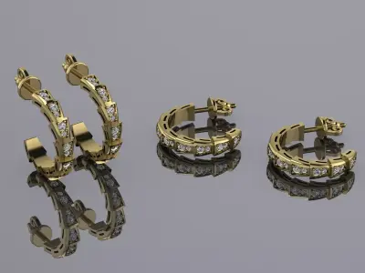 Bulgari Earrings Serpenti  Jewelry Gold  3D print model