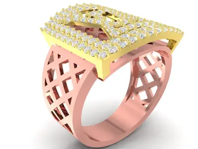 Luxury Multi Layer Square Diamond Ring Model 3415 3D print model