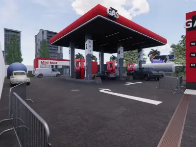 GAS STATION Low-poly 3D model