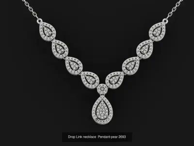Diamond set Ring  and pendant Pear shaped halo 2693 3D Model Pack