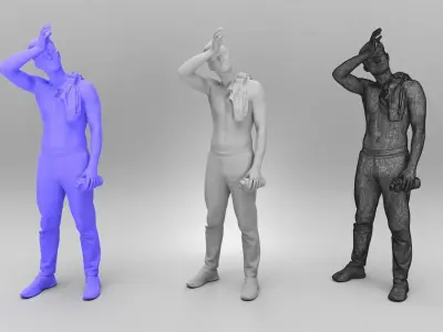 Shirtless young man with towel 380 Low-poly 3D model