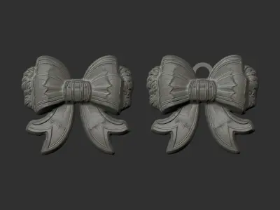 christmas ribbon bow 2  3D print model