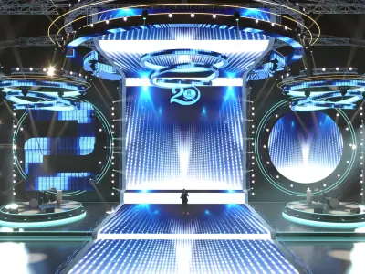 countdown music stage Low-poly 3D model