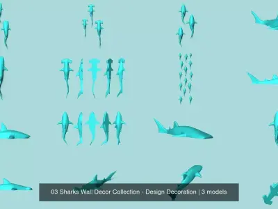 03 Sharks Wall Decor Collection - Design Decoration
