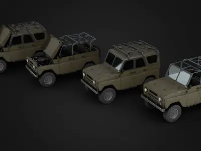 Modular Off-Road Vehicle Low-poly 3D model