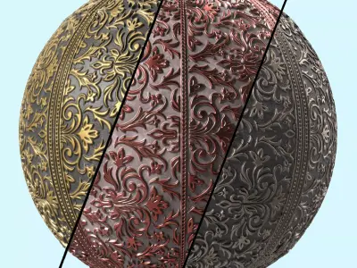 Plaster Materials 6- Ornament Plaster Pbr 4k seamless Sbsar Low-poly 3D model