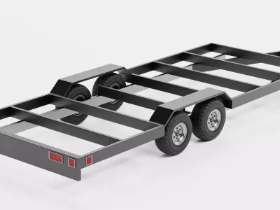 Steel Utility Trailer V2 - Black Low-poly 3D model