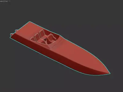 Cigarette Racing Speedboat White Blue Stripes 3D model 3D model